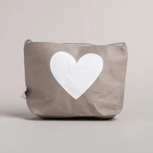 Kosmetiktasche Herz grau